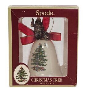 Spode Christmas Tree Ornament 2011 Bell With Santa Handcrafted NIB Holiday Decor